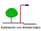 Iluminaci&oacute;n en presencia de &aacute;rboles peque&ntilde;os