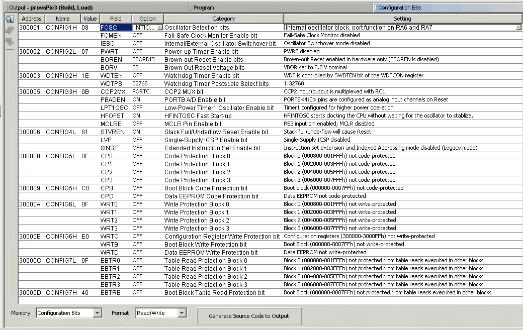 Configuration Bits